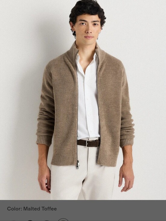 Quince Other - Quince Australian Merino Wool Full Zip Sweater Size Medium Malted Toffee